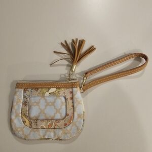 Dena Blue/Brown Zippered Wristlet